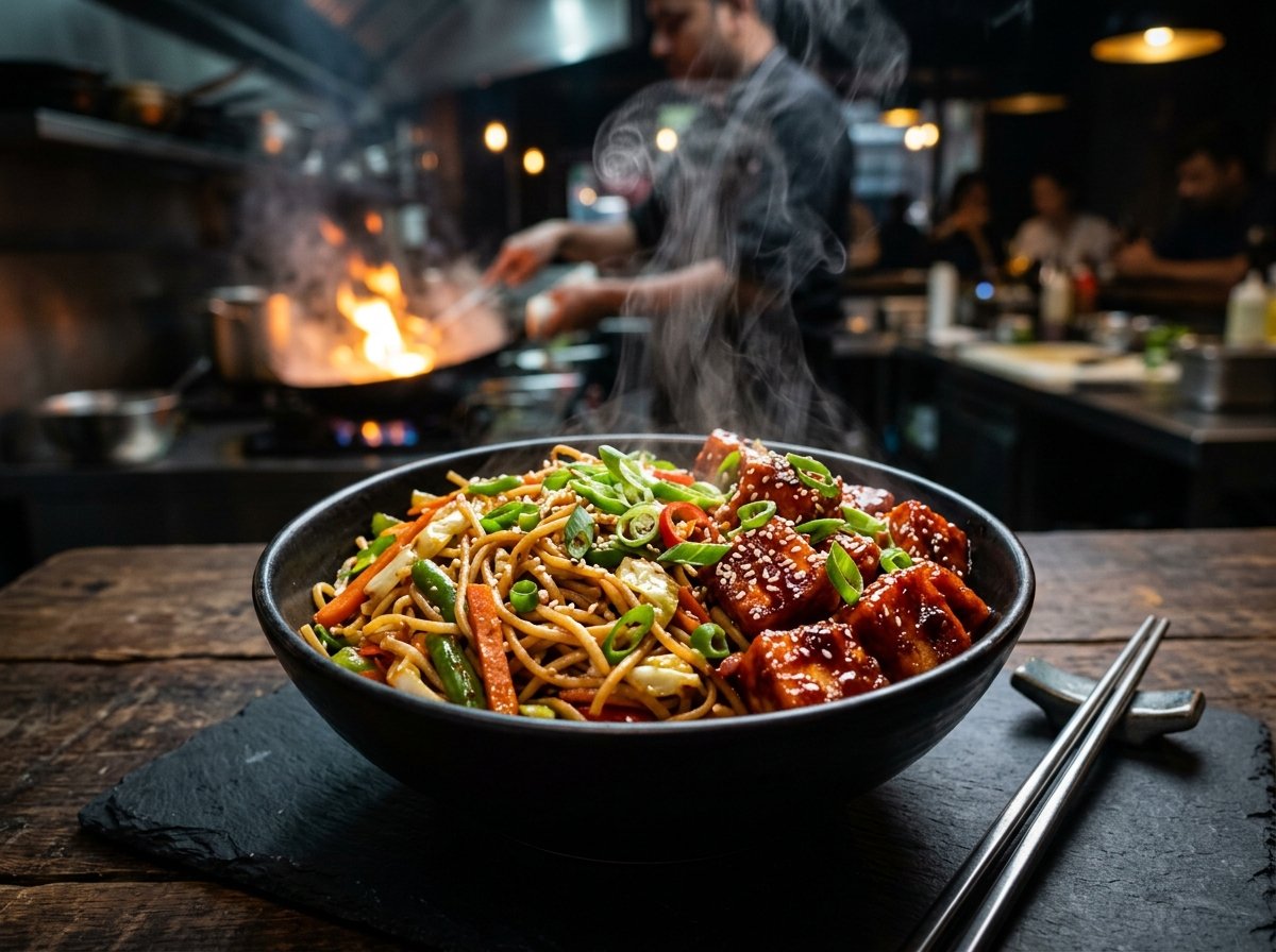 Indo-Chinese Cuisine — Veg Hakka Noodles & Chili Paneer